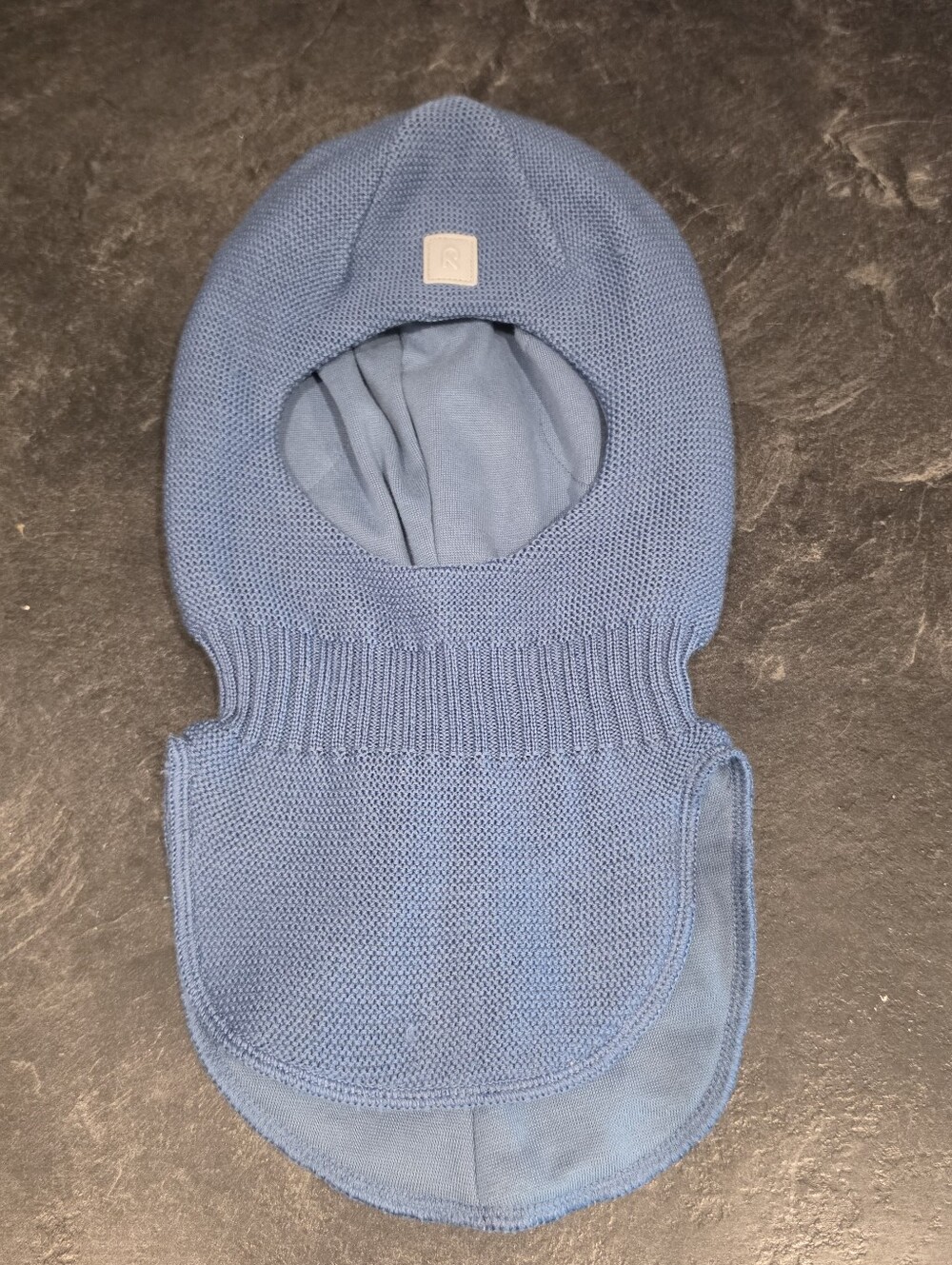 Reima 3/4Y Blue Knit Balaclava Hood with Logo Patch NWOT